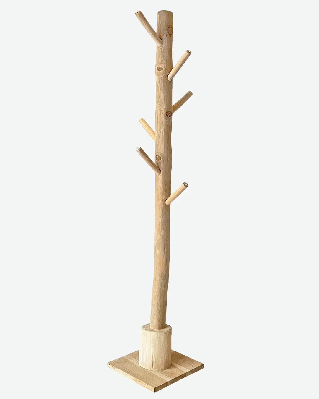 Perchero de pie de madera rústico